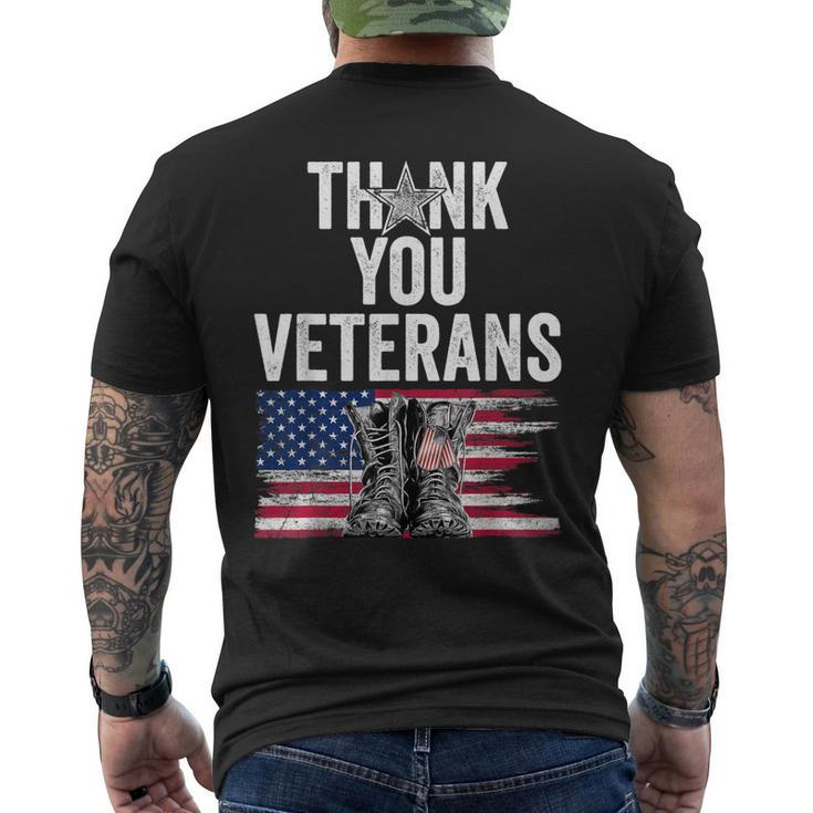 Thank You Veterans Proud Veteran Day Dad Grandpa Men's T-shirt Back Print