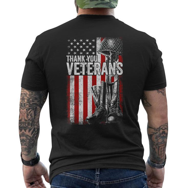 Thank You Veterans Proud Veteran Day Dad Grandpa V8 Men's T-shirt Back Print