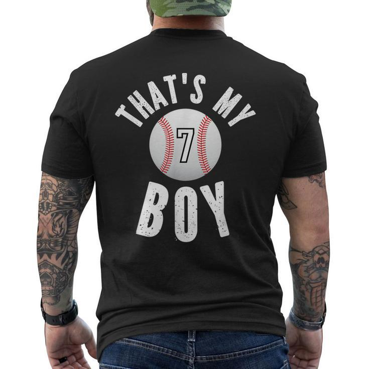 Thats My Boy Baseball Jersey Number 7 Vintage Mom Dad Men's T-shirt Back Print