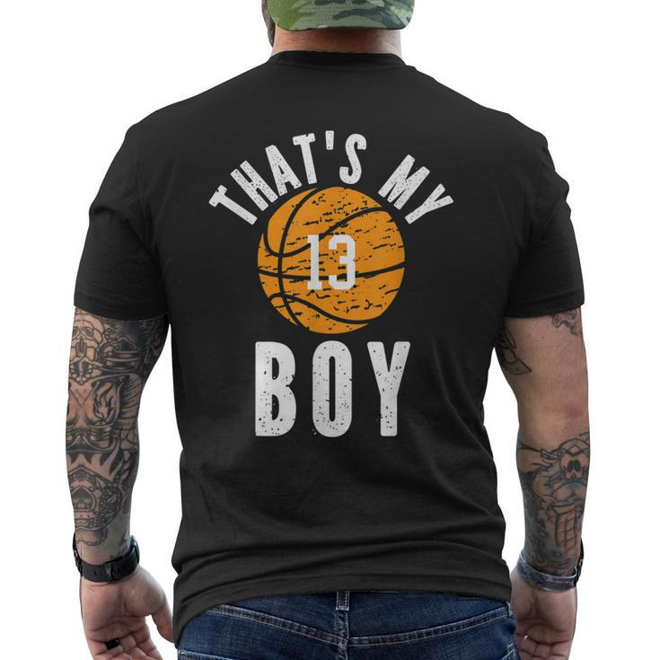 Thats My Boy Jersey Number 13 Vintage Basketball Mom Dad Men's T-shirt Back Print