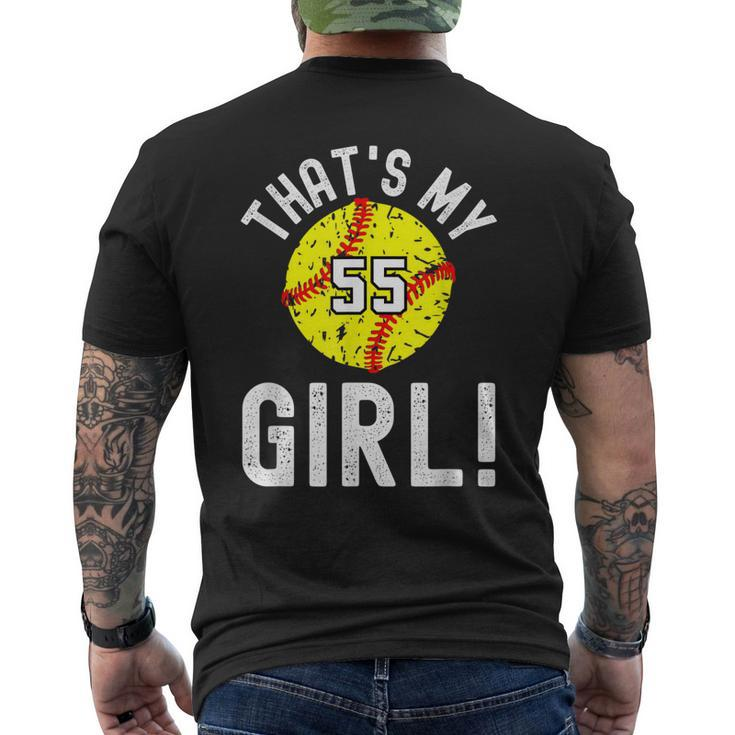 Thats My Girl Jersey Number 55 Vintage Softball Mom Dad Men's T-shirt Back Print