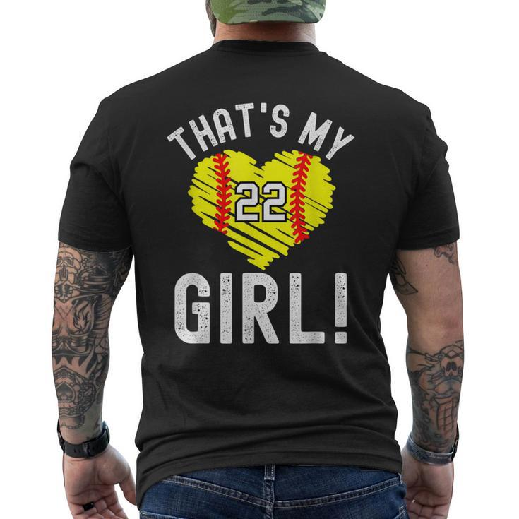Thats My Girl Vintage Number 22 Heart Softball Mom Dad Men's T-shirt Back Print
