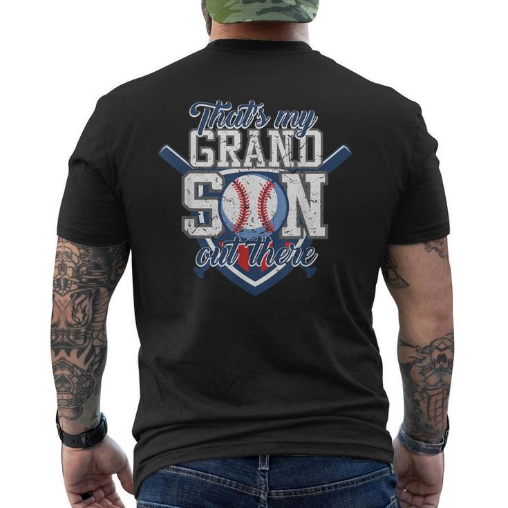 Thats My Grandson Out There Baseball Grandparents Gift Mens Back Print T-shirt