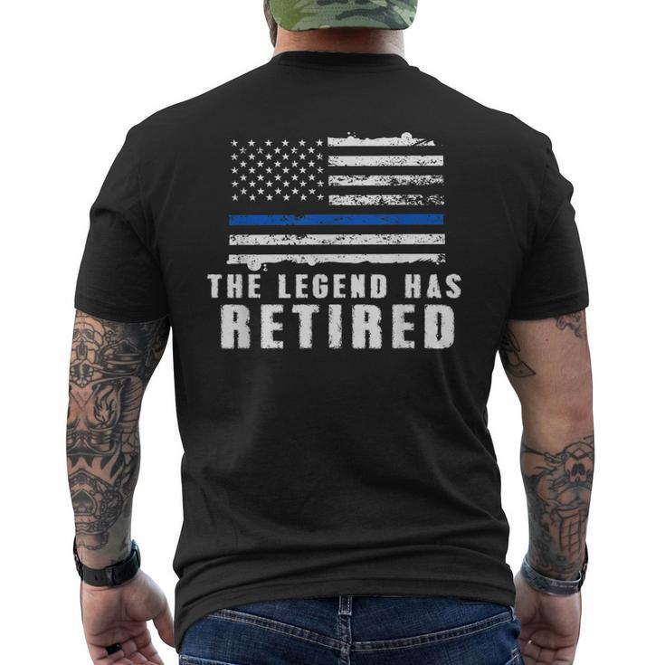 The Legend Has Retired Blue Line Officer Retirement Gift Mens Back Print T-shirt
