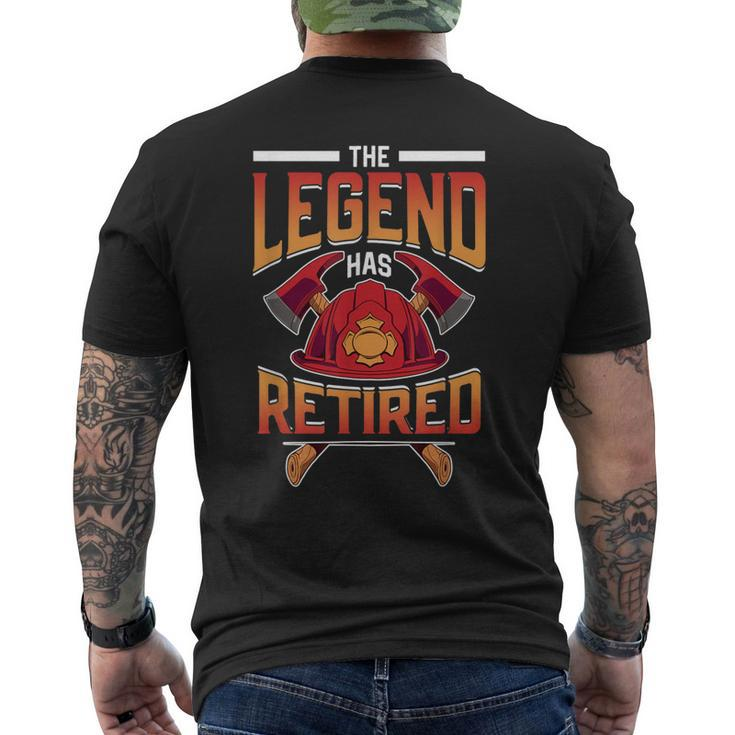The Legend Has Retired Firefighter Fire Fighter Retirement Mens Back Print T-shirt