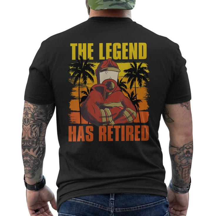 The Legend Has Retired Palm Trees Fireman Proud Firefighter Mens Back Print T-shirt