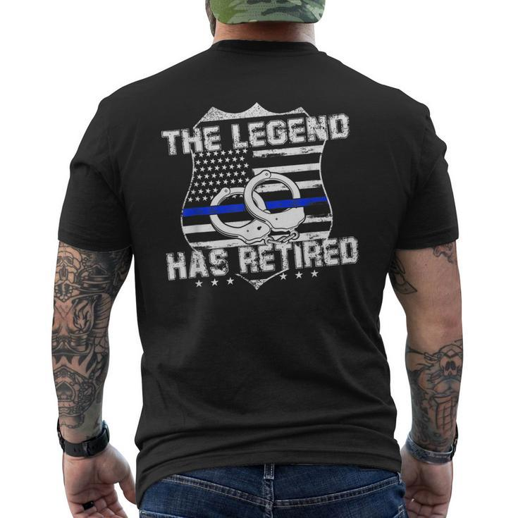 The Legend Has Retired Police Officer American Flag Mens Back Print T-shirt
