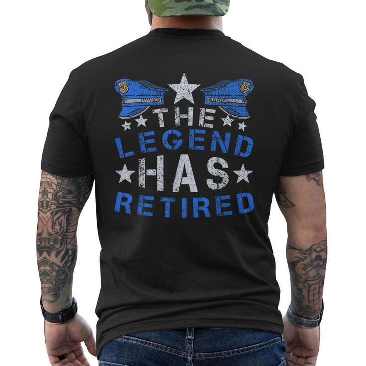 The Legend Has Retired Policeman Retirement Police Officer Mens Back Print T-shirt