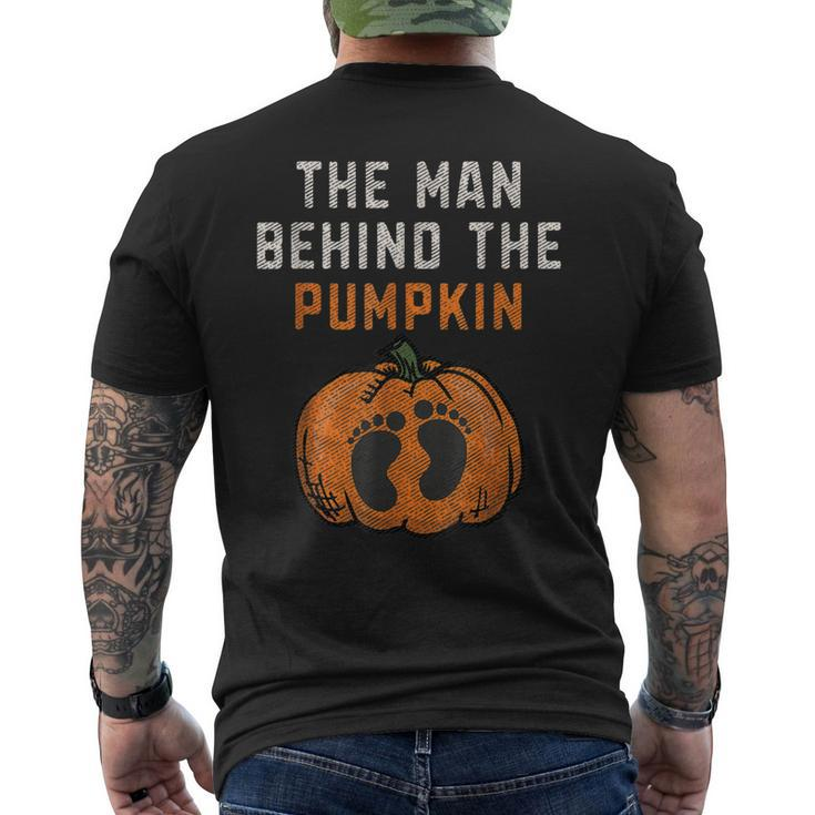 The Man Behind The Pumpkin Dad Halloween Pregnancy Reveal Gift For Mens Mens Back Print T-shirt