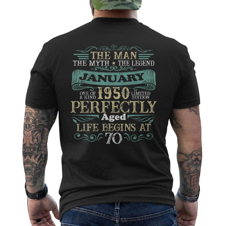 The Man Myth Legend January 1950 70Th Years Old Birthday Mens Back Print T-shirt