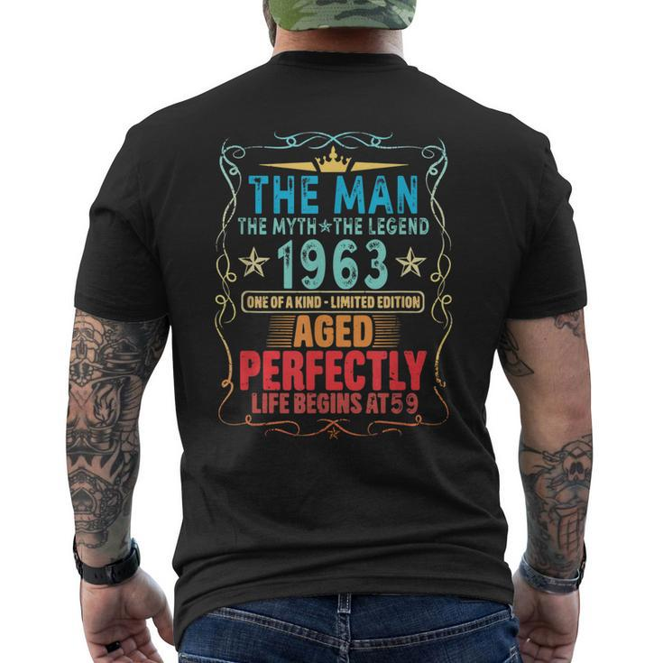 The Man The Myth The Legend 1963 Life Begins At 59 Gift For Mens Mens Back Print T-shirt