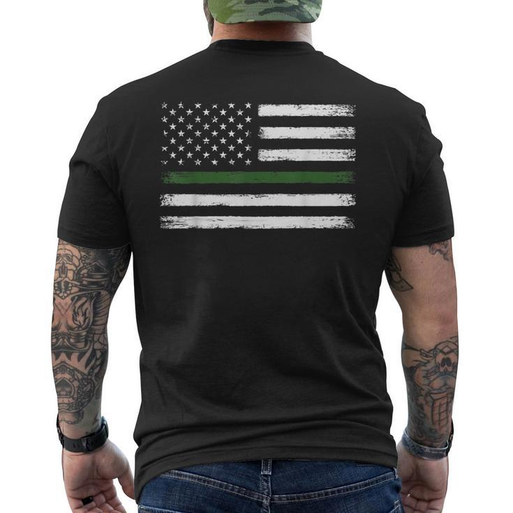 Thin Green Line Flag Military Family Vintage Patriotic Men's T-shirt Back Print