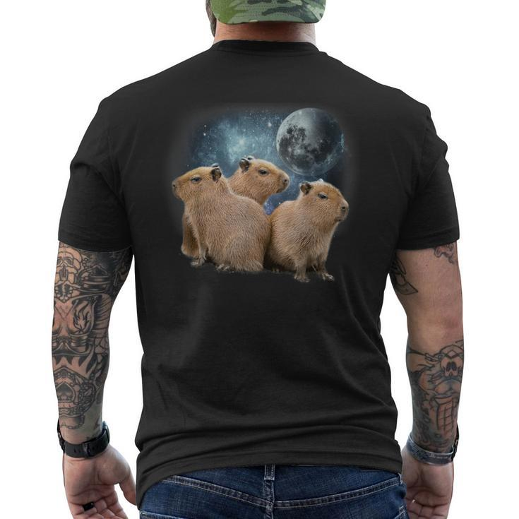 Three Capybaras And Moon Capybara Humor Parody Men's Back Print T-shirt