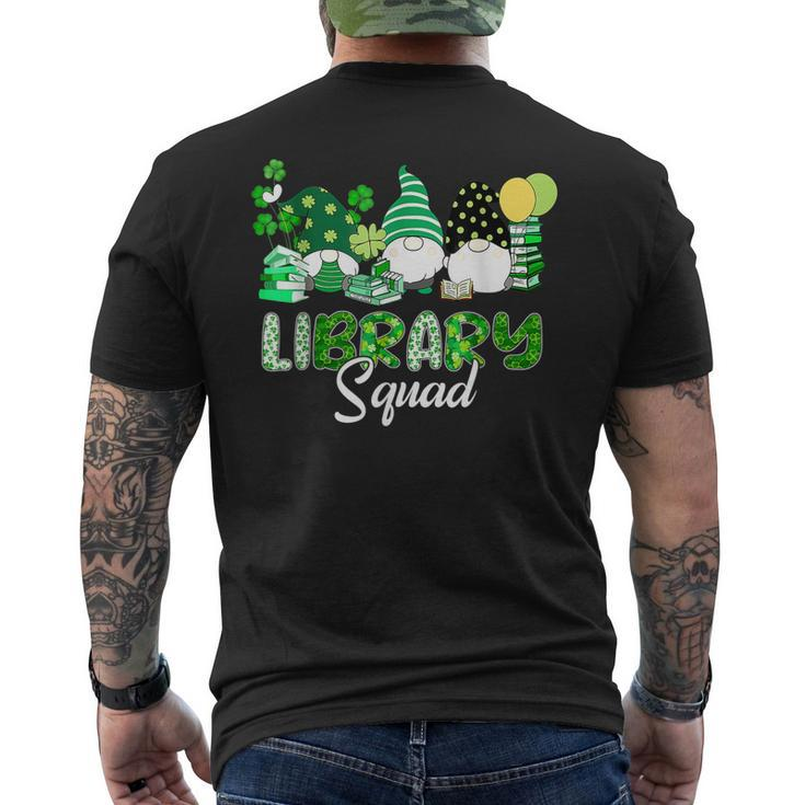 Three Gnomes Leopard Shamrock Library Squad St Patricks Day Men's T-shirt Back Print