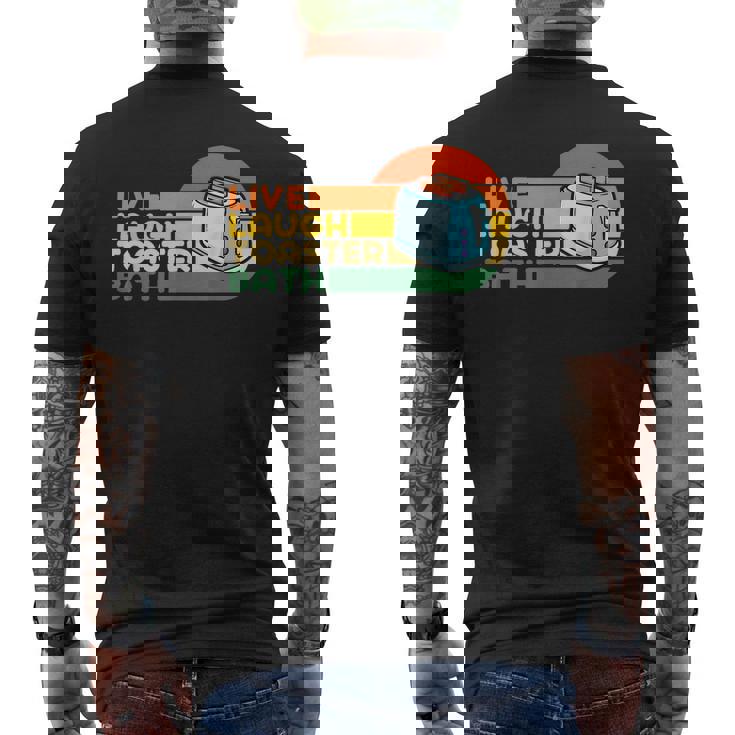 Trendy & Saying Live Laugh Toaster Bath Inspirational Men's Back Print T-shirt