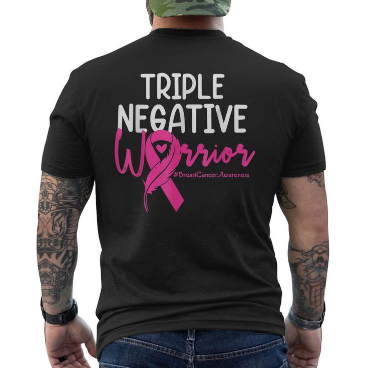 Triple Negative Warrior Pink Ribbon Breast Cancer Awareness Men's Back Print T-shirt