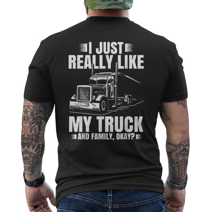 Truck Driver For Men Semi-Trailer Truckin Dad Big Rig Men's Back Print T-shirt