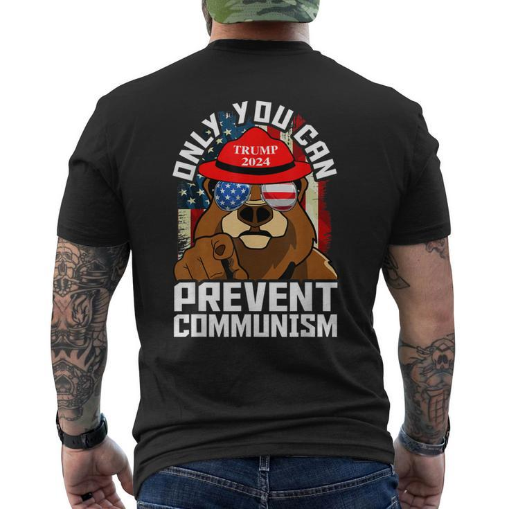 Trump Bear 45 47 Maga 2024 Only You Can Prevent Socialism Men's T-shirt Back Print