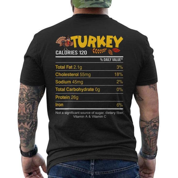 Turkey Nutrition Ingredients Thanksgiving Holiday Men's Back Print T-shirt