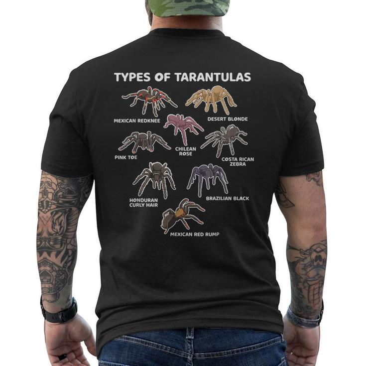 Types Of Tarantulas Pink Toe Chilean Mexican Hairy Spider Men's Back Print T-shirt