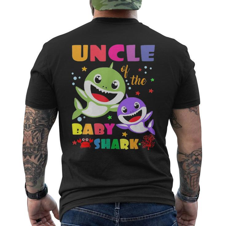 Uncle Of The Baby Shark Birthday Uncle Shark Men's T-shirt Back Print