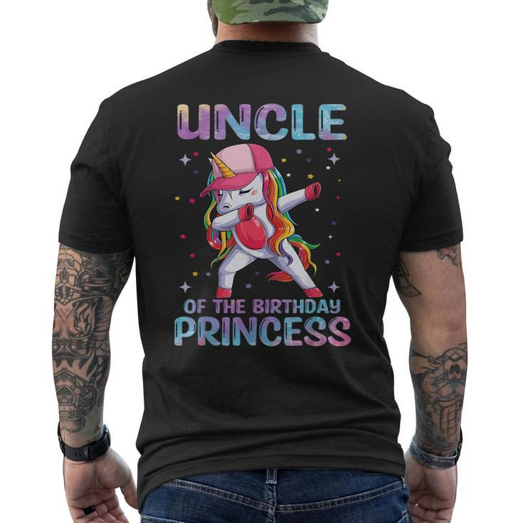 Uncle Of The Birthday Princess Girl Dabbing Unicorn Men's Back Print T-shirt