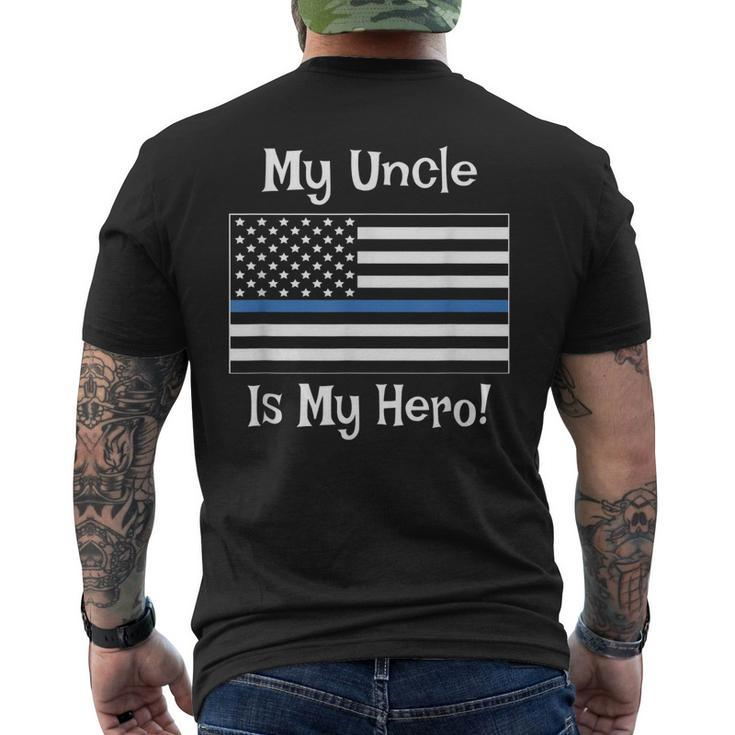 My Uncle Hero Thin Blue Line Us Flag Men's Back Print T-shirt