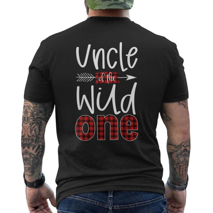 Mens Uncle Of The Wild One Plaid Lumberjack 1St Birthday Men's T-shirt Back Print