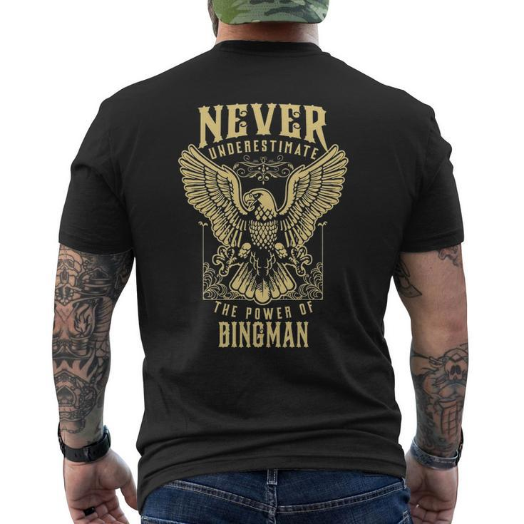 Never Underestimate The Power Of Bingman Personalized Last Name Men's T-shirt Back Print