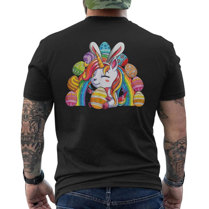 Unicorn Happy Easter Day Bunny Rainbow Egg Girls Kids Men's Back Print T-shirt