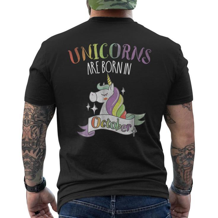 Unicorns Are Born In October Birthday Men's Back Print T-shirt