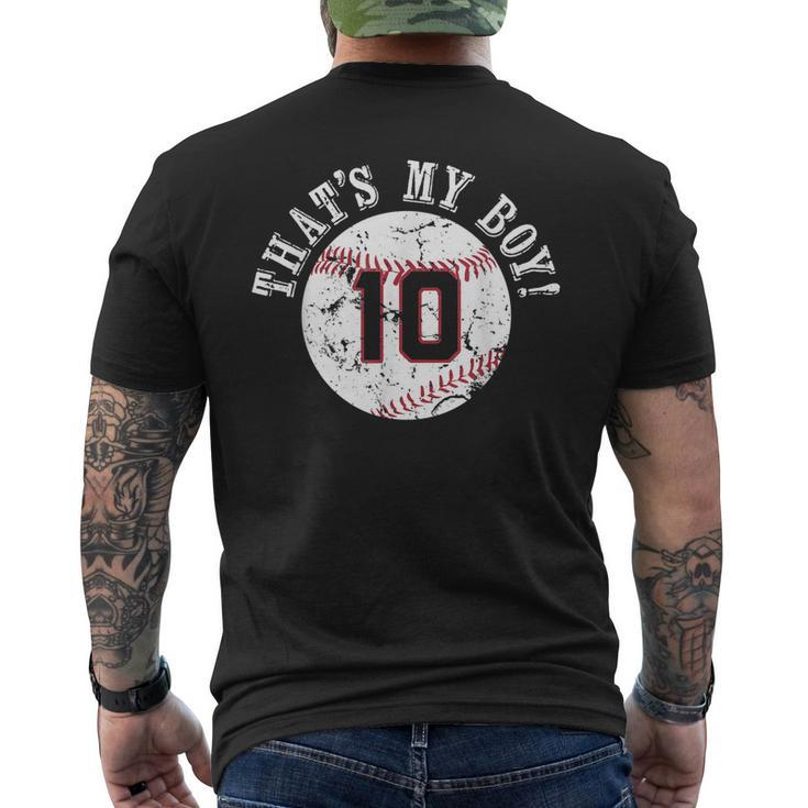 Unique Thats My Boy 10 Baseball Player Mom Or Dad Men's Back Print T-shirt