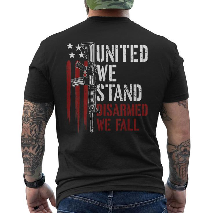 United We Stand Disarmed We Fall Gun Rights American Flag Men's T-shirt Back Print