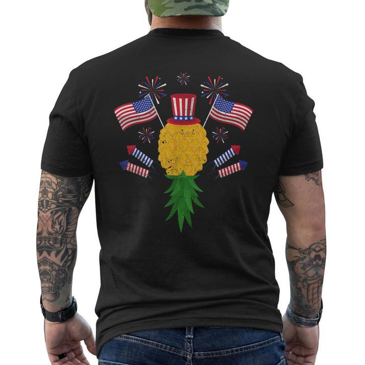 Upside Down Pineapple Swinger Power 4Th Of July Us Flag Men's Back Print T-shirt