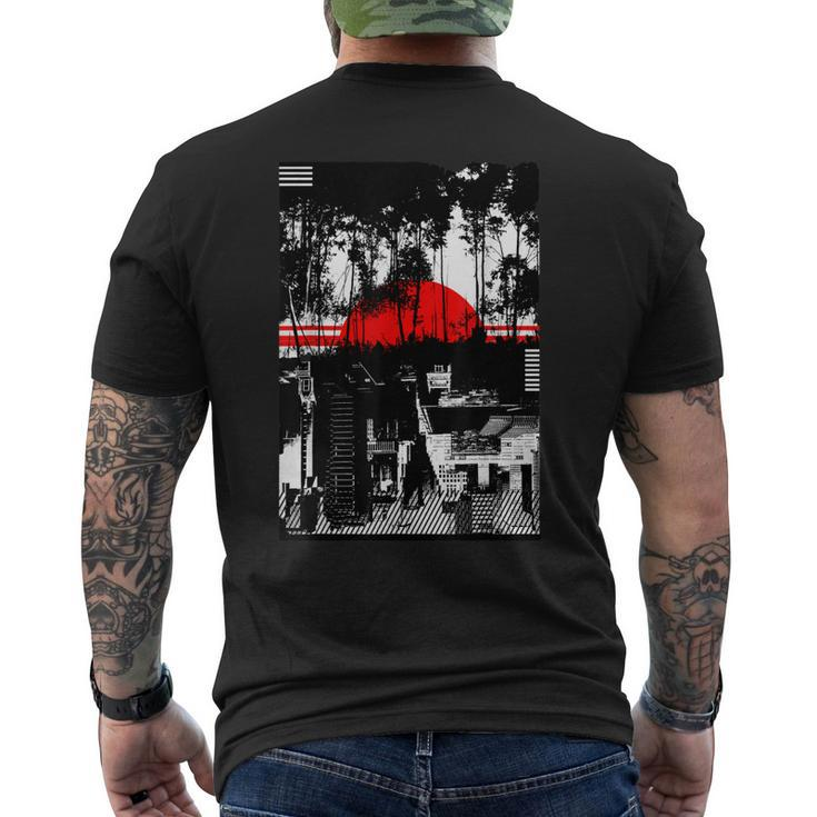 Urban City Silhouetted Tonal Black & White Graphic Men's Back Print T-shirt