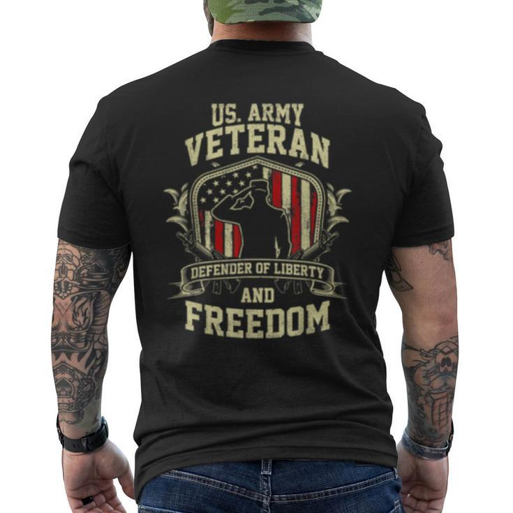 Us Army Veteran Defender Of Liberty And Freedom T Men's Back Print T-shirt