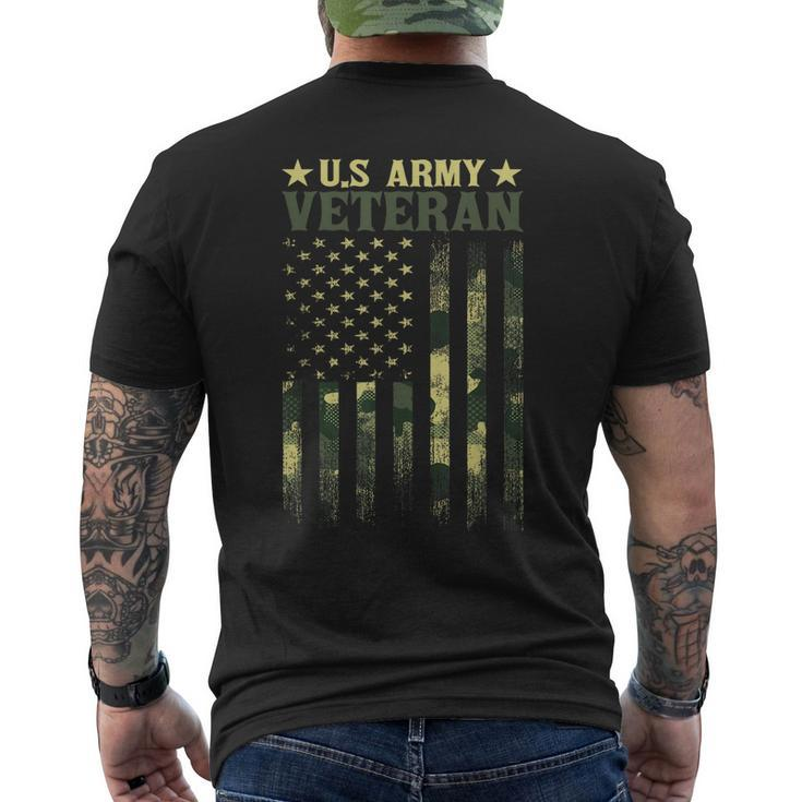 Us Army Veteran Patriotic Military Camouflage American Flag Men's T-shirt Back Print