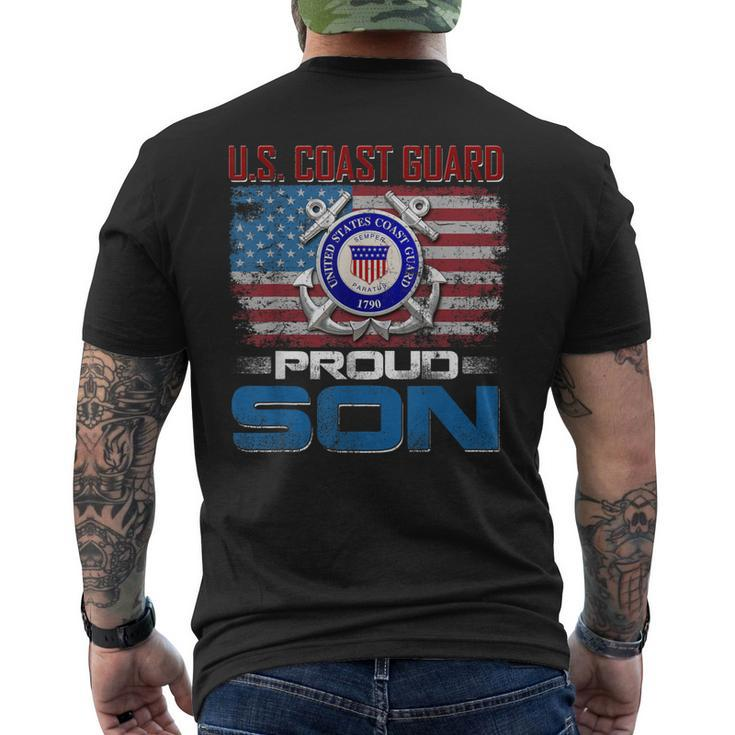 US Coast Guard Proud Son With American Flag Men's T-shirt Back Print
