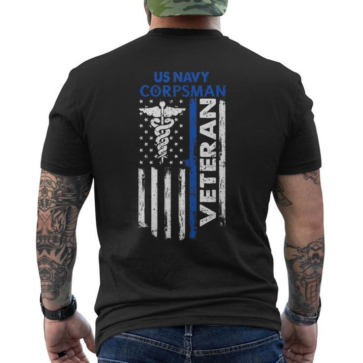 Us Corpsman American Flag Vintage Patriotic 4Th Of July Mens Back Print T-shirt