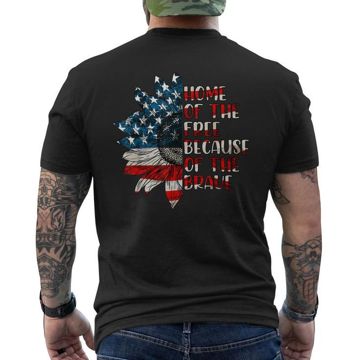 Us Flag Sunflower Home Of The Free Because Of The Brave Mens Back Print T-shirt