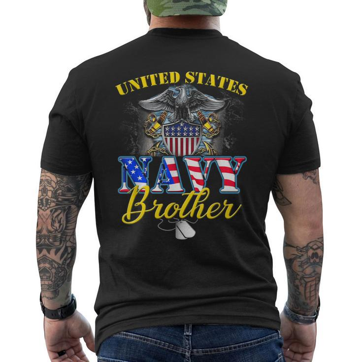 Us Military Navy Brother With American Flag Veteran Gift Mens Back Print T-shirt