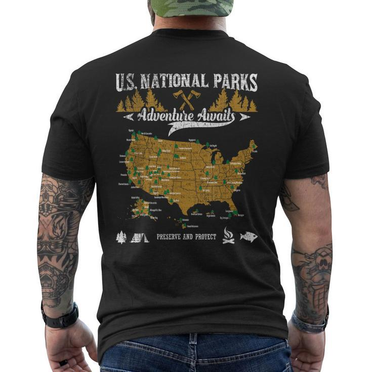 Us National Parks Adventure Awaits - Hiking & Camping Lover Men's Back Print T-shirt