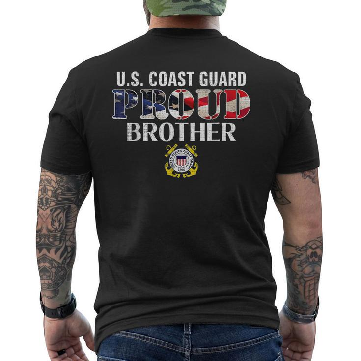 Us Proud Coast Guard Brother With American Flag Veteran Day Men's T-shirt Back Print