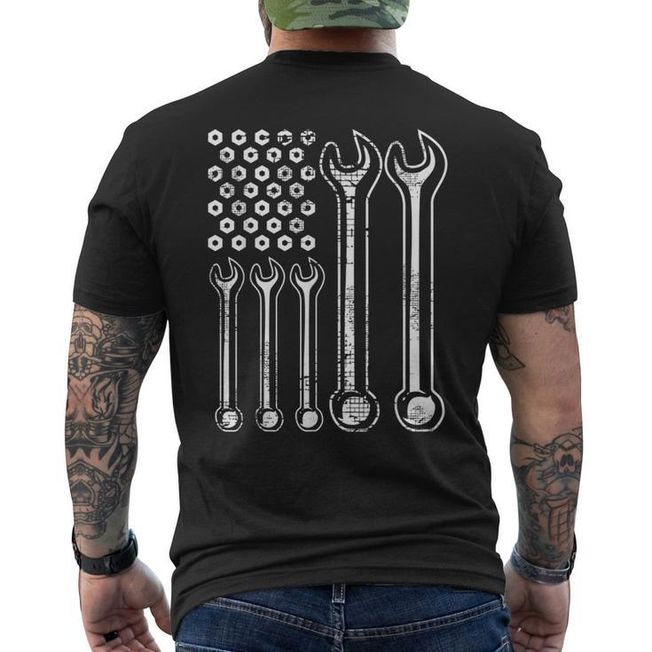 Usa American Flag Mechanics Auto Repair Gift For Mens Mens Back Print T-shirt