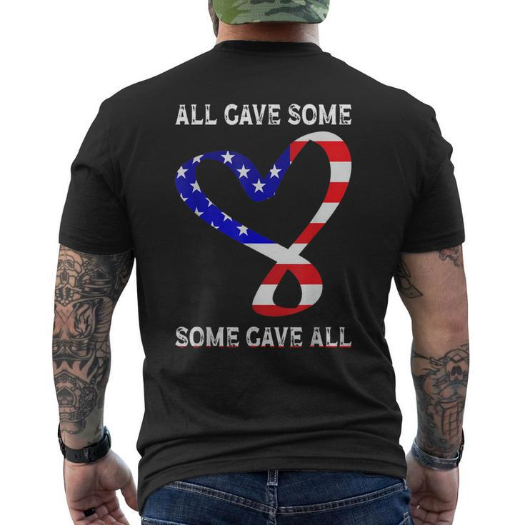 Usa Flag American Patriotic Heart Armed Forces Memorial Day Men's T-shirt Back Print