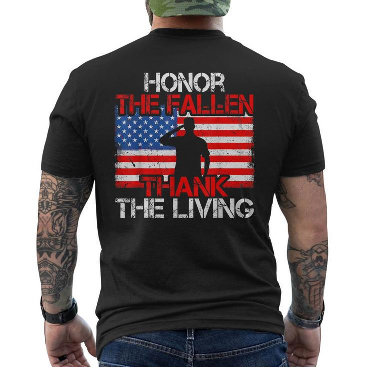 Usa Flag Honor The Fallen Thank The Living Veterans Men's T-shirt Back Print