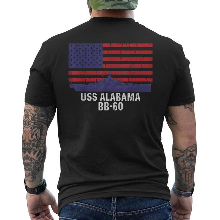 Uss Alabama Bb60 Battleship Vintage American Flag Men's Crewneck Short Sleeve Back Print T-shirt