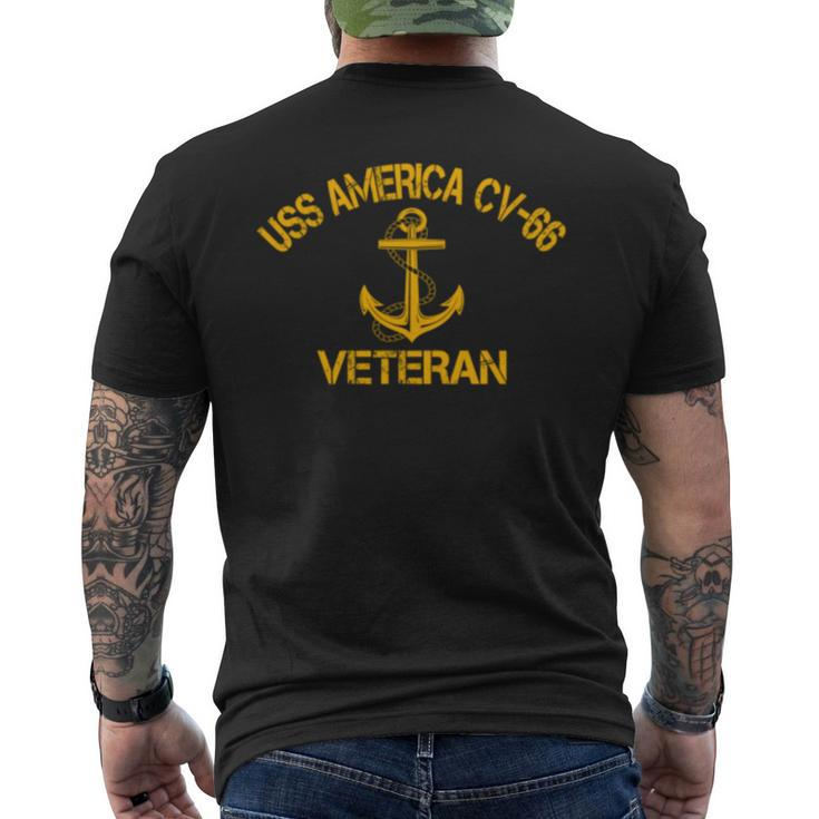 Uss America Cv-66 Aircraft Carrier Veteran Flag Veterans Day Men's T-shirt Back Print