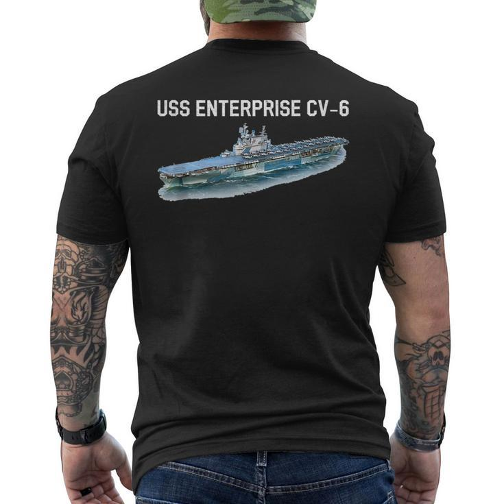 Uss Enterprise Cv-6 Aircraft Carrier World War Ii Men's T-shirt Back Print