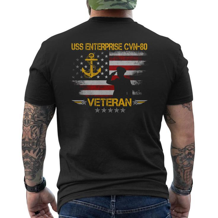Uss Enterprise Cvn-80 Aircraft Carrier Veteran Us Flag Mens Men's T-shirt Back Print